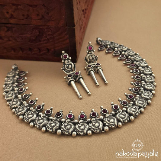 Elegant Peacock Neckpiece With Earrings (N12121)