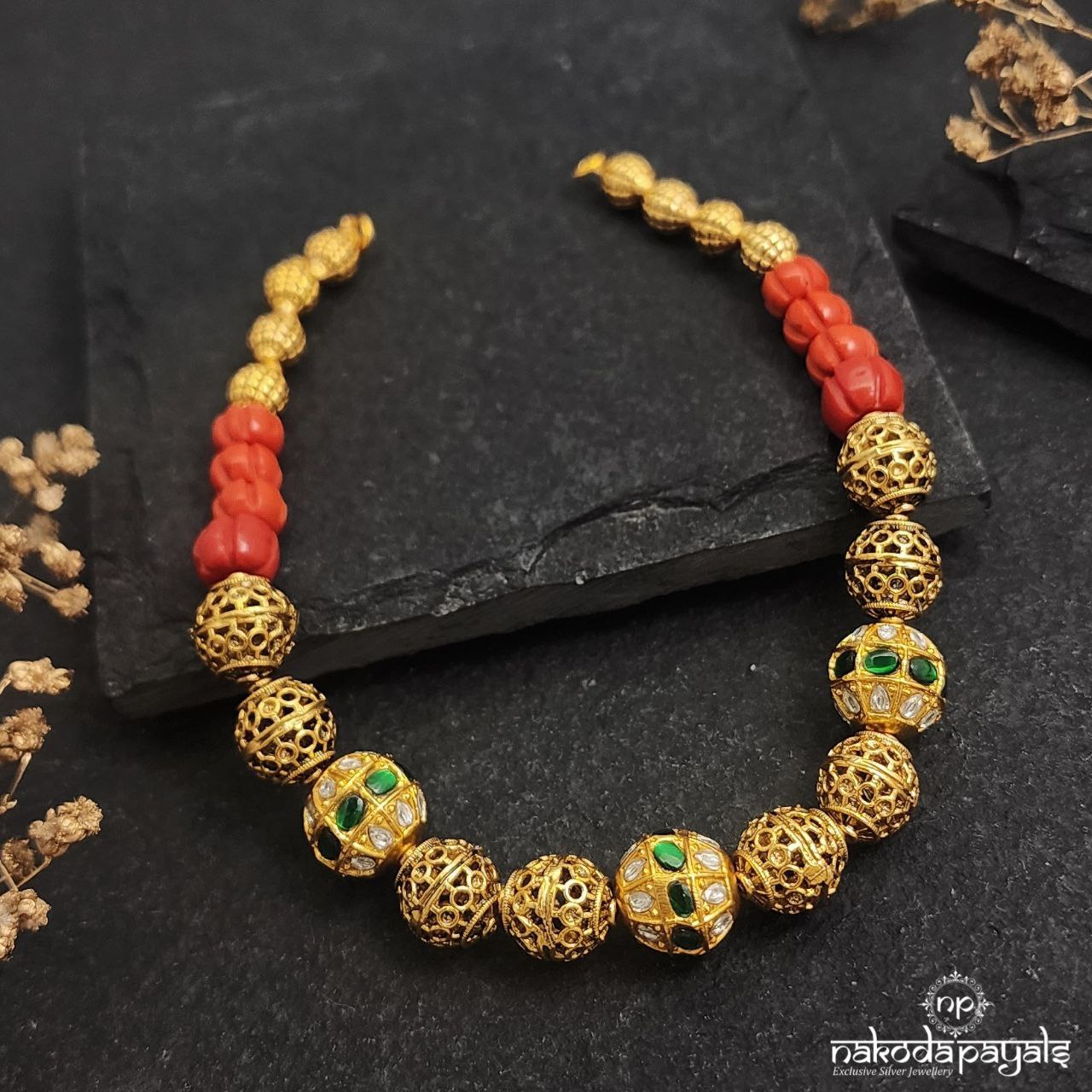 Gold Coral Ball Neckpiece (Gn8729)