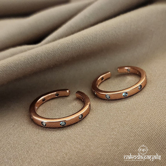 Rose Gold Blue Dot Toerings (T4338)