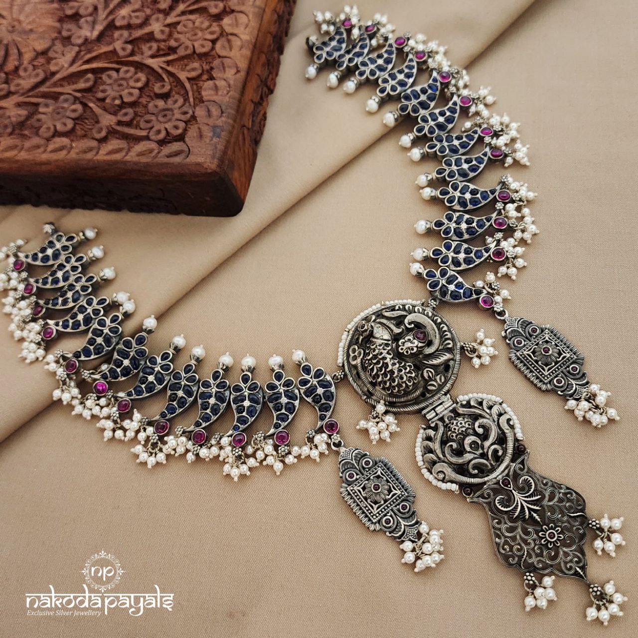 Peacock Charm Pearled  Neckpiece (N10931)