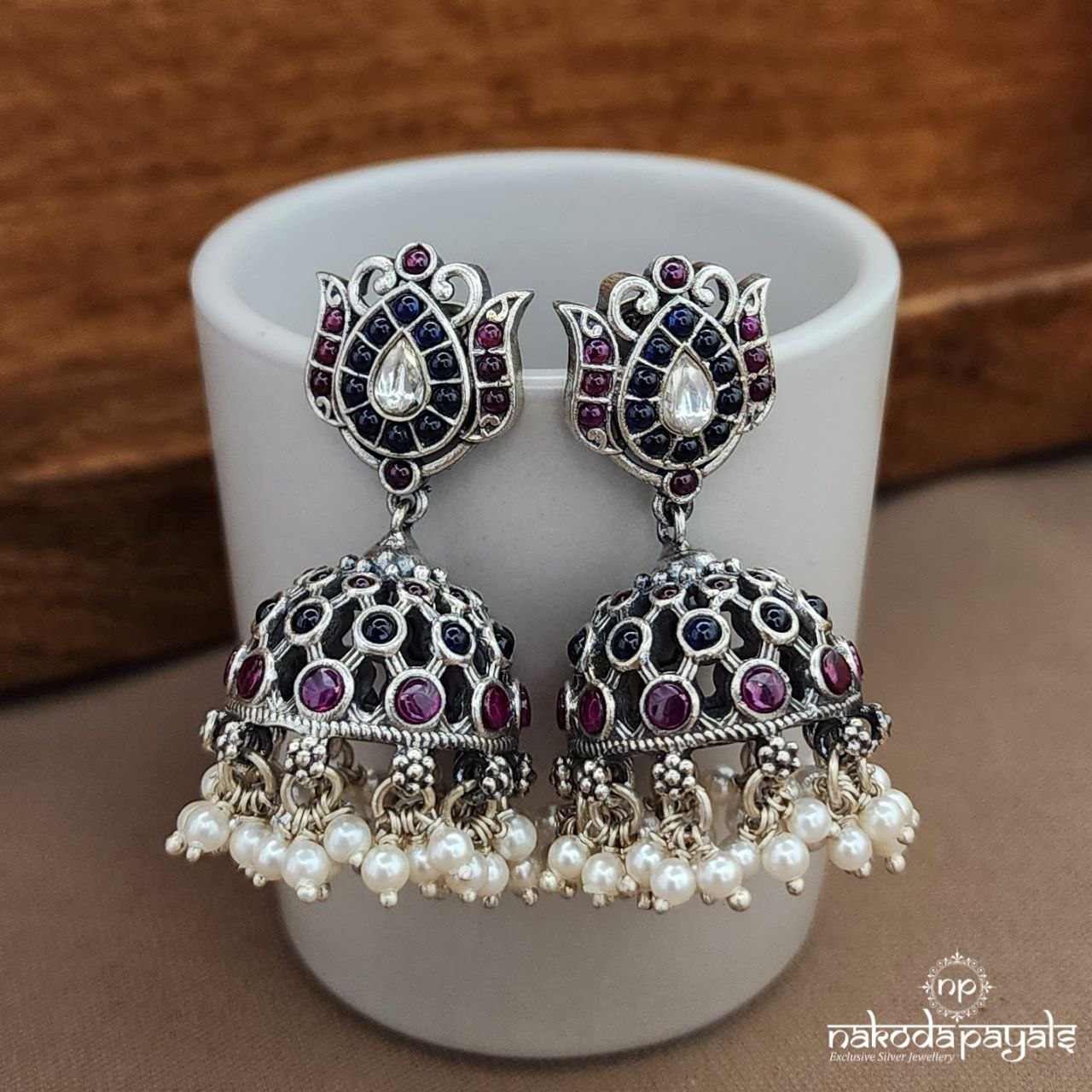 Pearled Lotus Jhumka (J1454)
