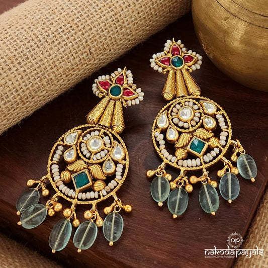 Green Drop Kundan Earrings (Ge9890)