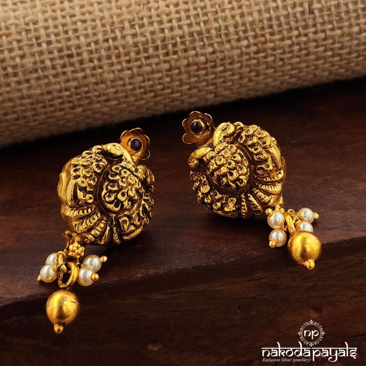 Gandaberunda Pearl Drop  Studs (Ge10197)