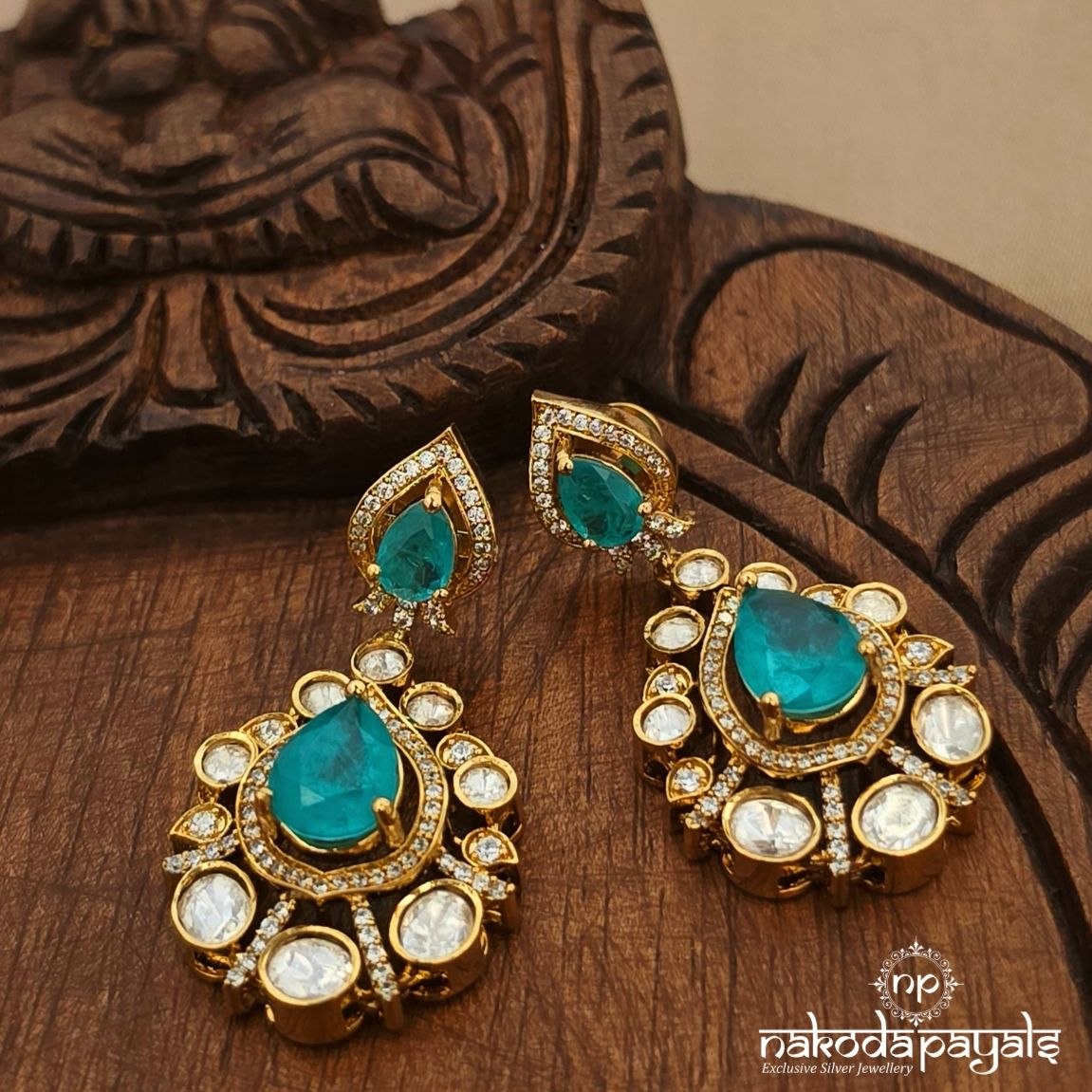 Emerald Polki Earrings (Ge11612)