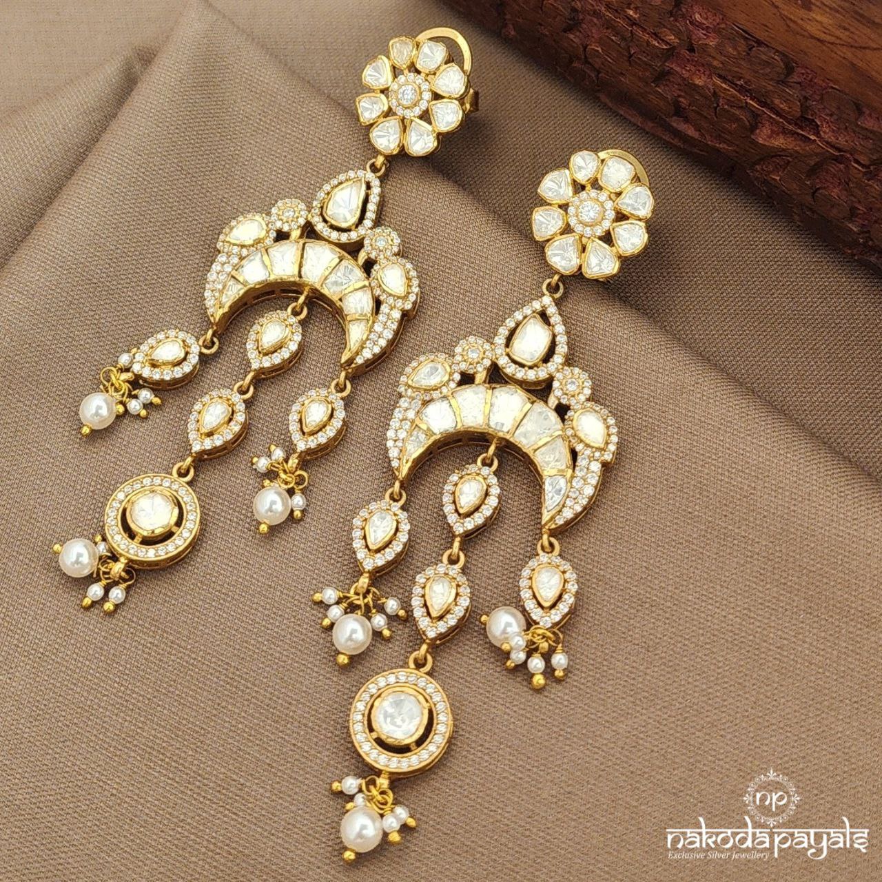 Half Moon Moissanite Earrings (Ge10167)