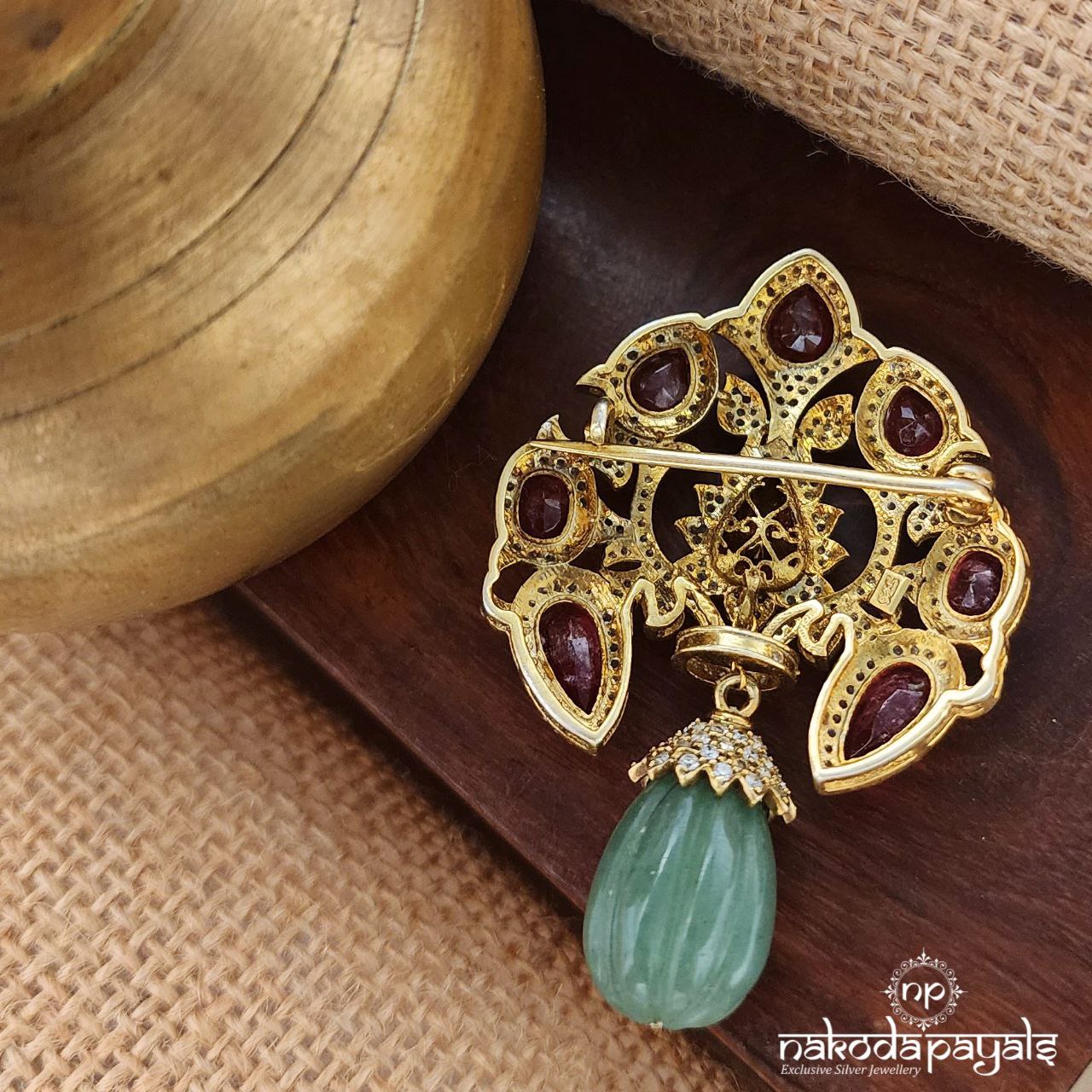 Green Drop Moissanite Brooch (St3503)