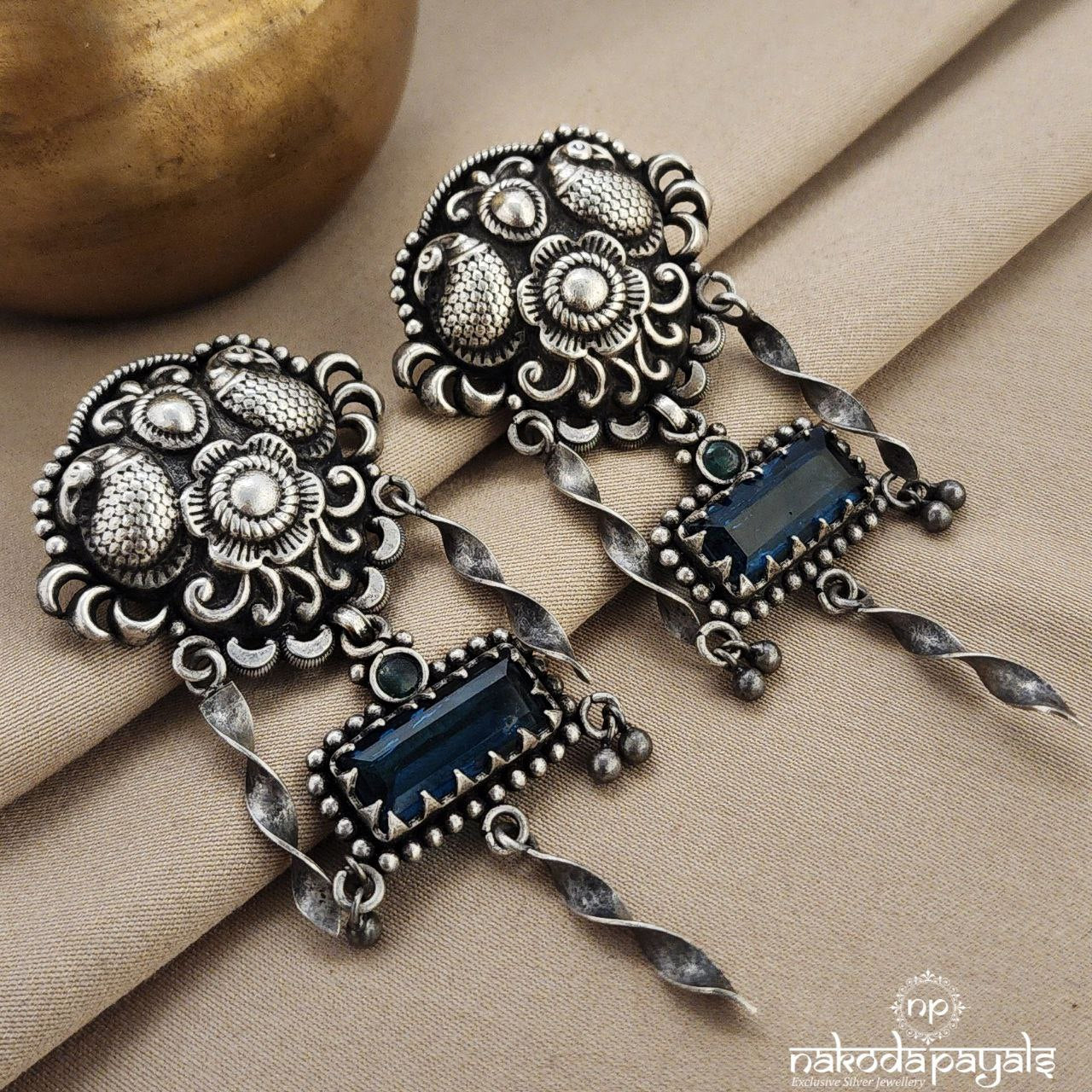 Rectangular Blue Earrings (C3317)