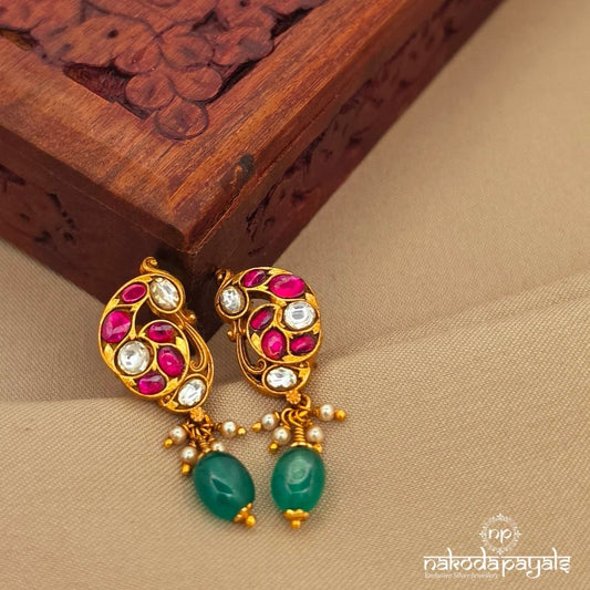 Peacock Pink Drop Studs (Ge10524)