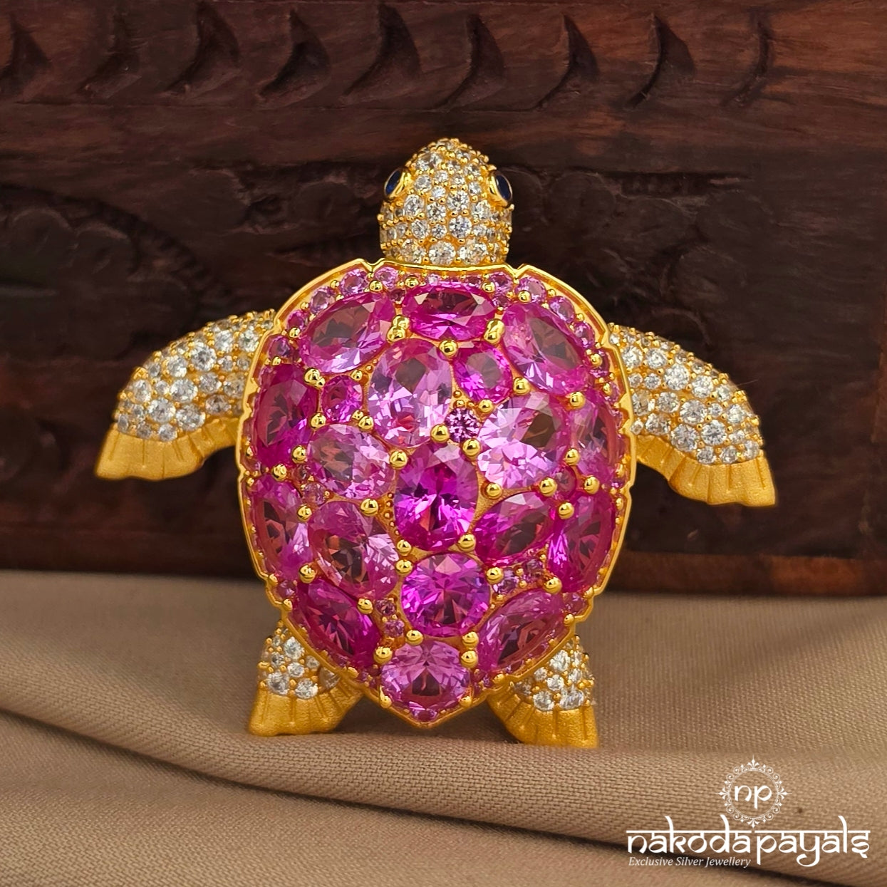 Pink Crystal Turtle Brooch (St4282)