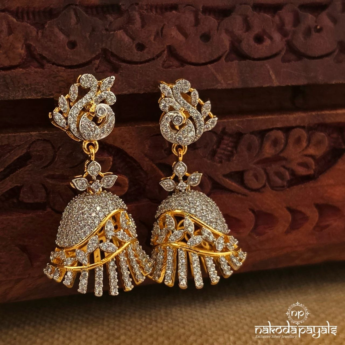 Peacock CZ Jhumka (Ge11369)