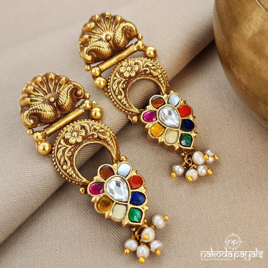 Navaratna Kundan Earrings (Ge8946)