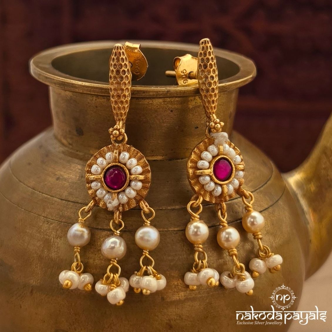 Pink Dot Pearl Chandbali (Ge11265)