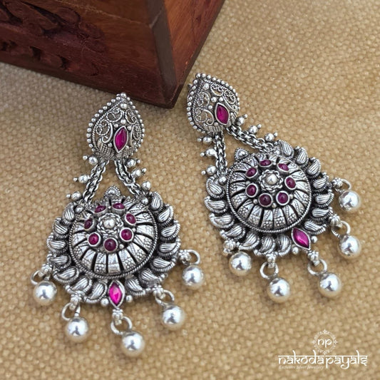 Pink Drop Circular Floral Chandbali (C4181)
