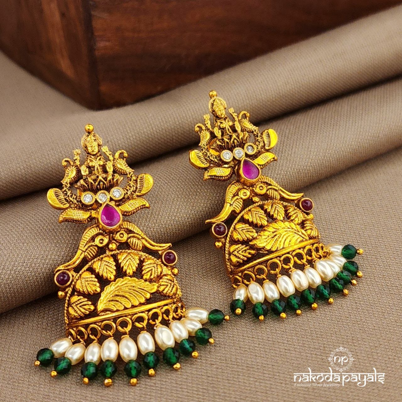 Maha Lakshmi Green Ball Drop Jhumka (Ge10229)