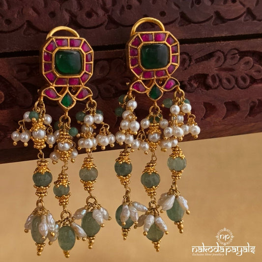 Squarish Kundan Pearl Chandbali (Ge11185)