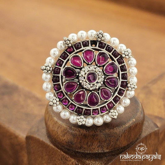 Coruscating Pearled Pink Finger Ring (F2880)