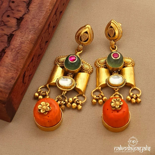 Coral Amazing Chandbali (Ge10655)