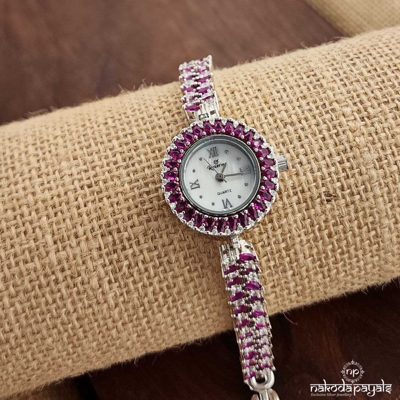 Circular Pinkish CZ Watch (W0244)