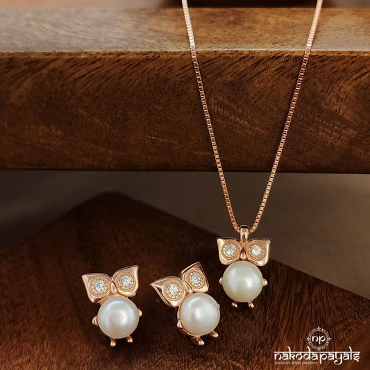 Rose Gold Owl Pendant Set (St3888)