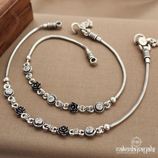 Dotted White Rose Anklets (A6521)