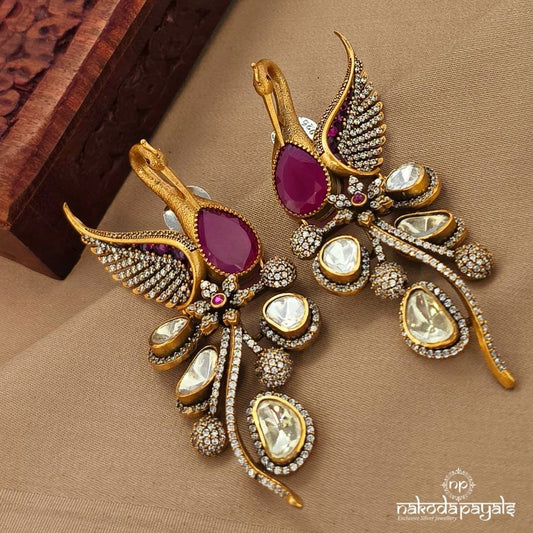 Ruby Unique Moissanite Earrings (Ge10522)