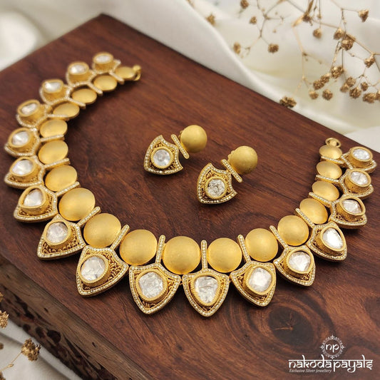 Circular Moissanite Neckpiece With Earrings (Gn8634)