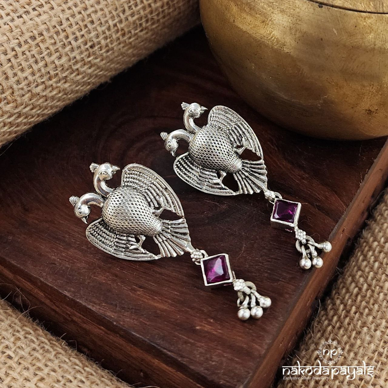 Pink Gandaberunda Earrings (S3635)