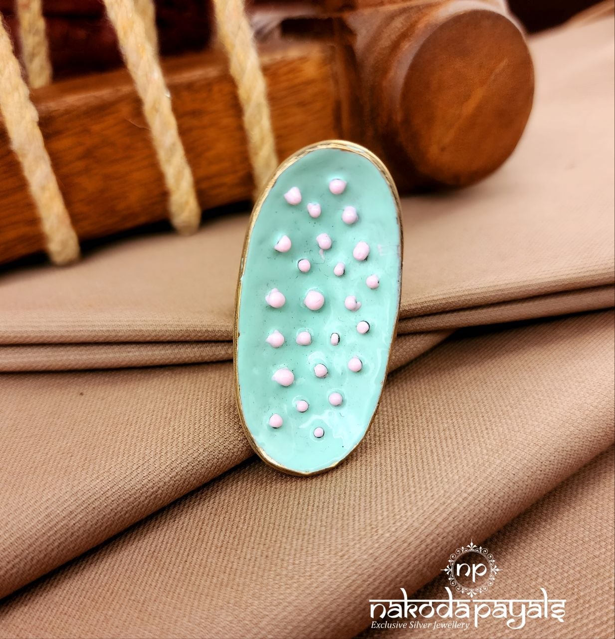 Green Enamel Finger Ring (F2926)