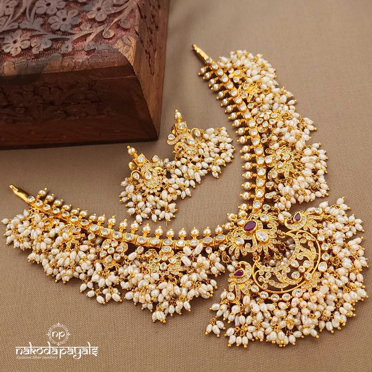 Red Oval  Guttapusalu Neckpiece Set (Gn9680)