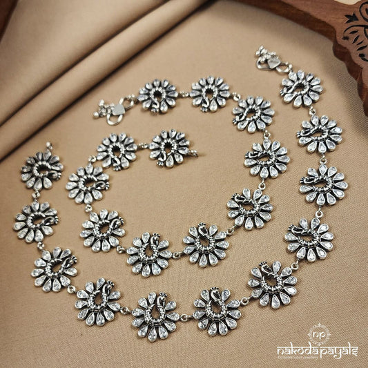 White Peacock Anklets (A6113) 11 Inches