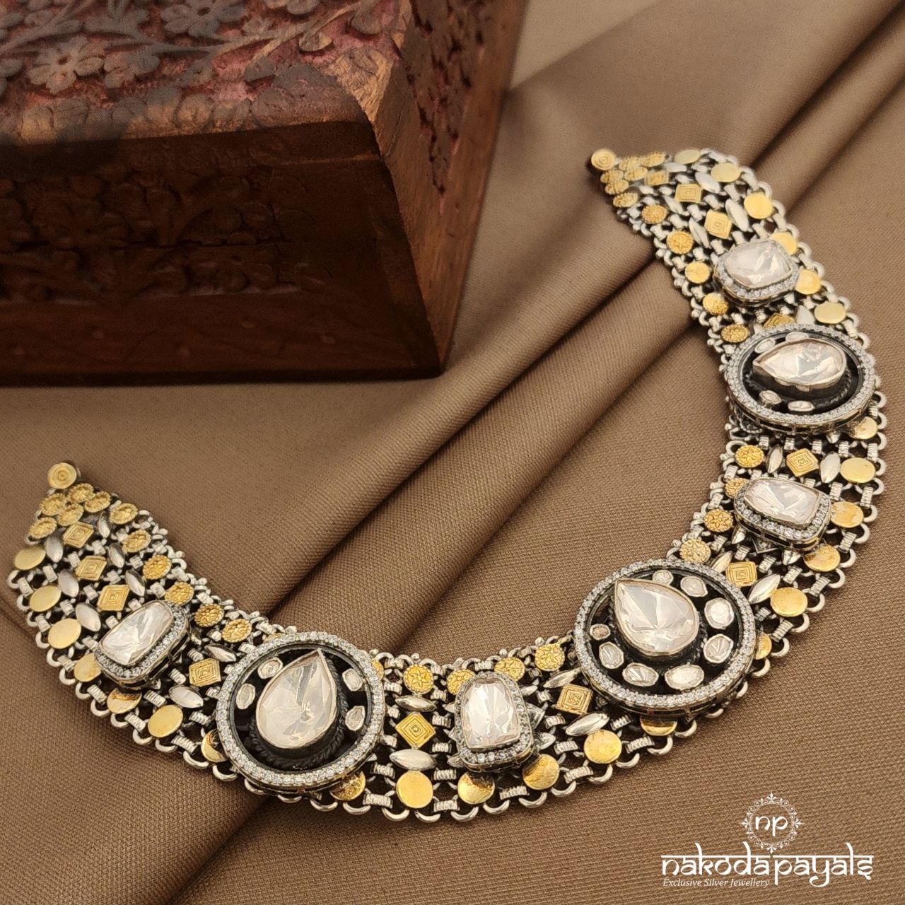 Dual Tone Moissanite Neckpiece  (N11336)