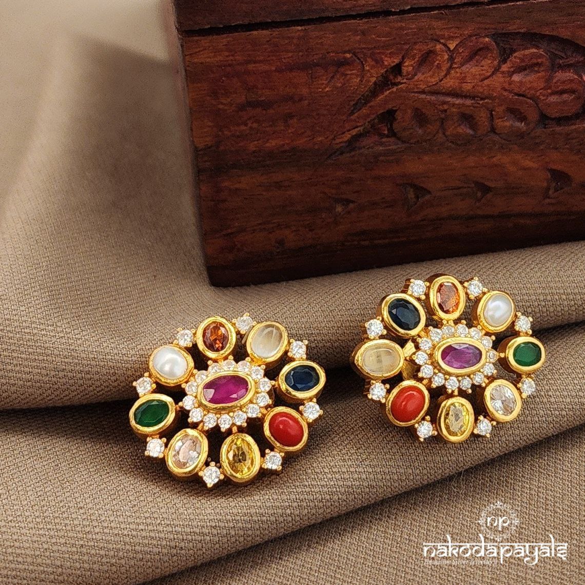 CZ Navaratna Studs (Ge10431)