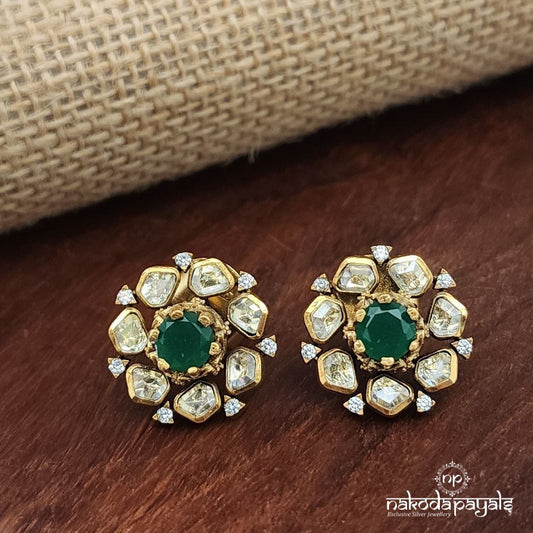 Green Dot Moissanite Studs (Ge10098)