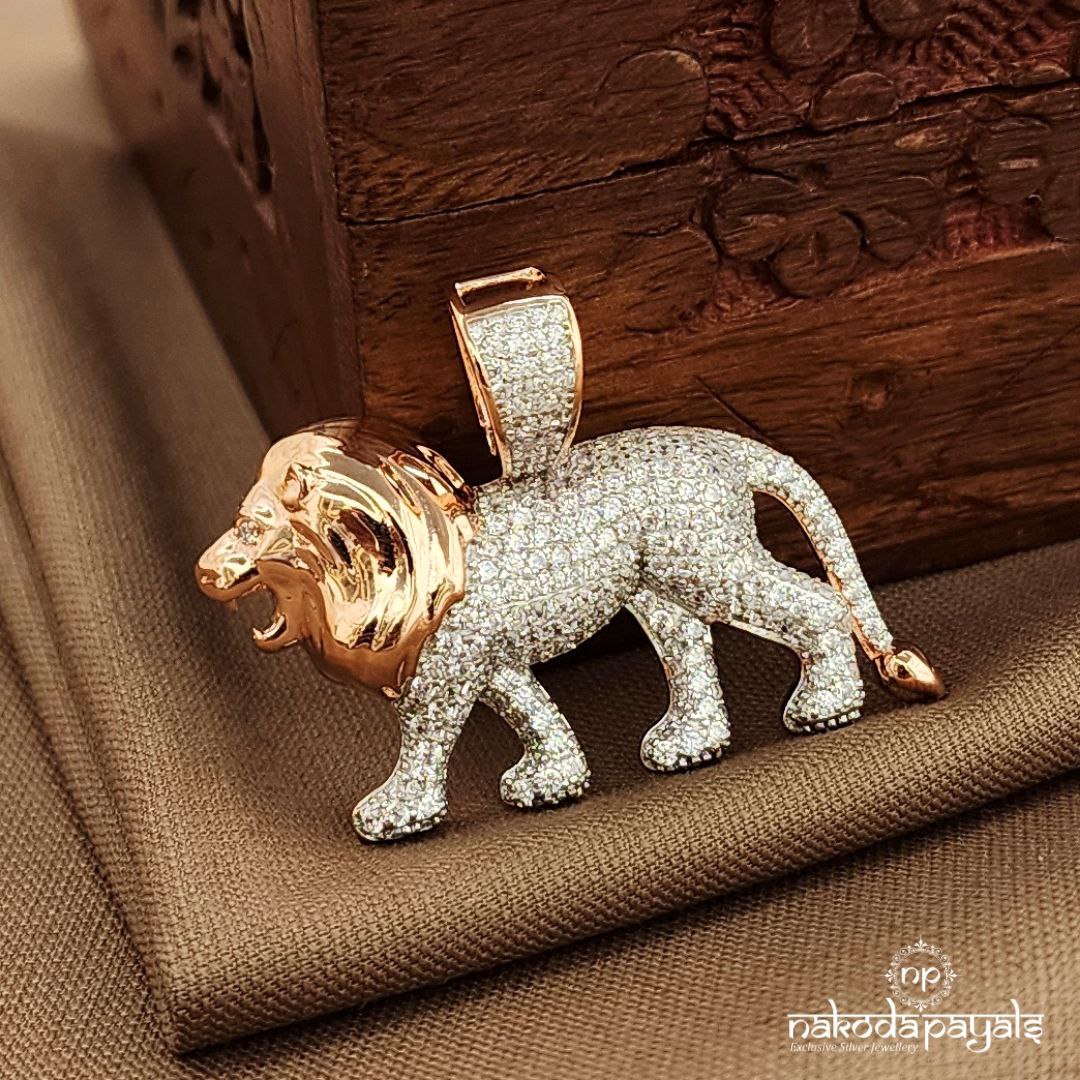 Rose Gold Lion CZ Pendant (Mc1115)