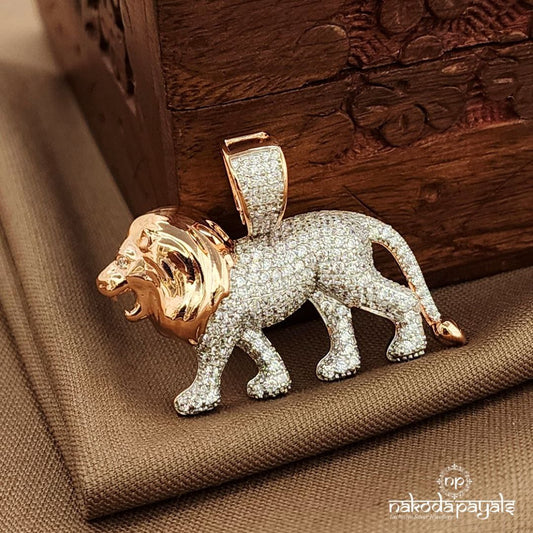 Rose Gold Lion CZ Pendant (Mc1115)