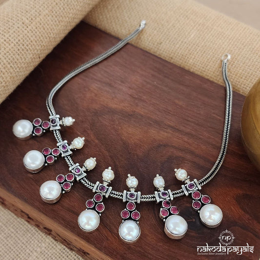 Pink Pearled Drop Neckpiece (N10660)