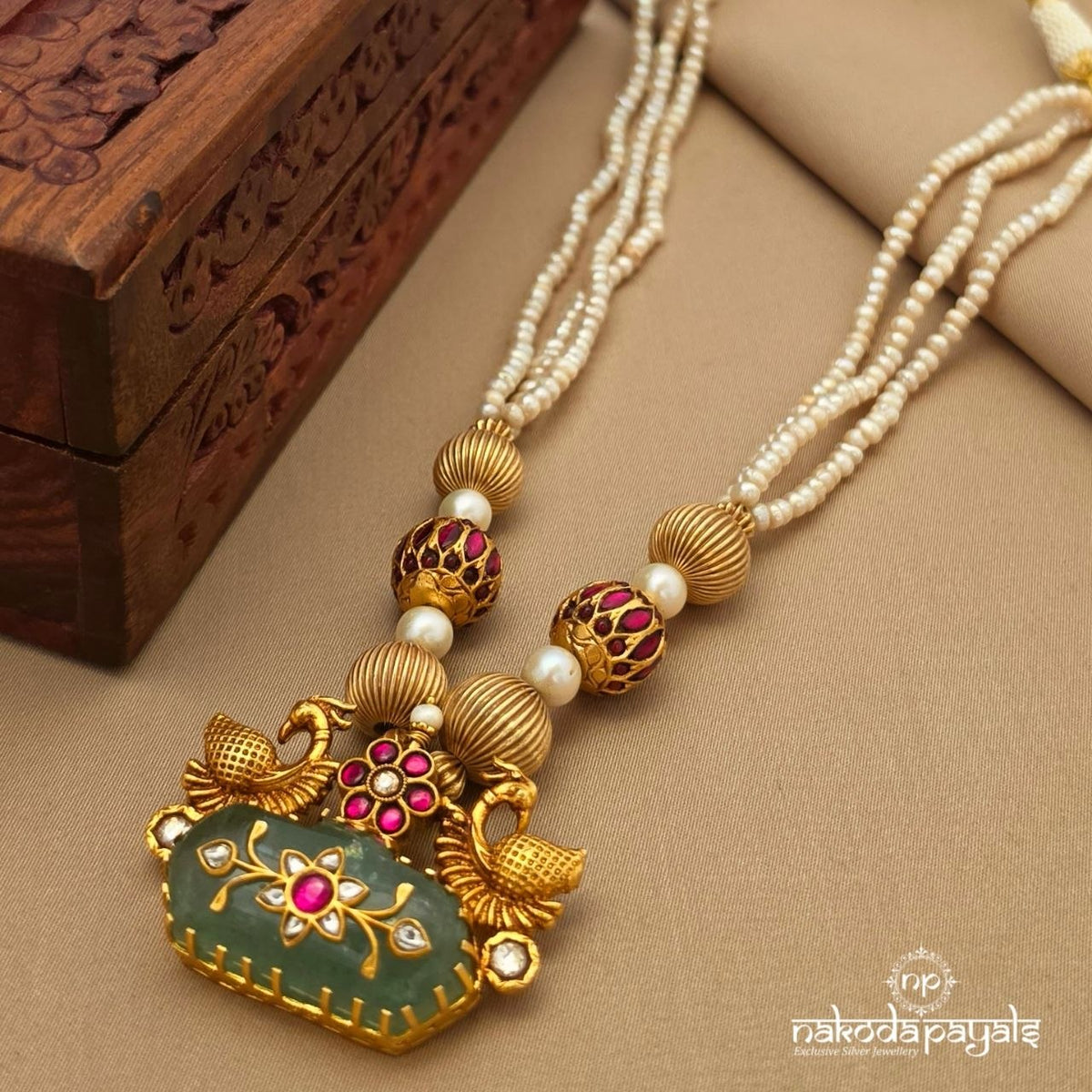 Twin Birdy Kundan Pearl Neckpiece (Gn10911)