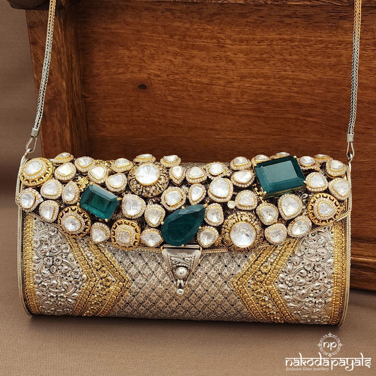 Emerald Green Dual Tone Clutch (Esa333)