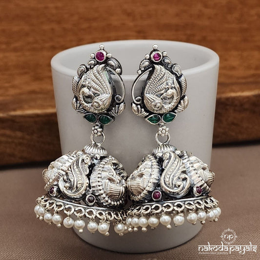 Mango Leaf Pearled Jhumka (J1457)