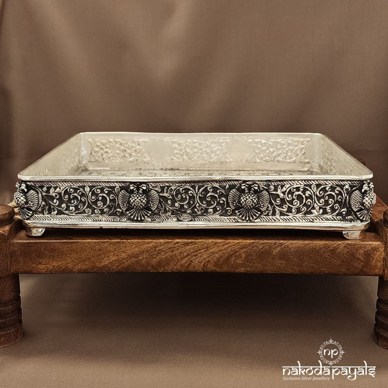 Oxidised Gandaberunda Chitai Plate (Aa2264)