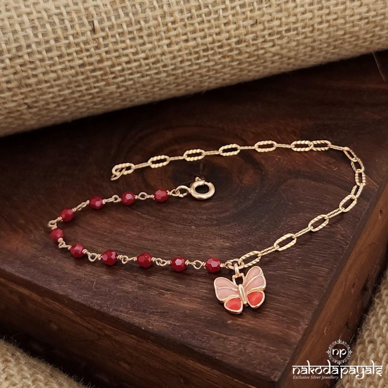 Butterfly Drop Rose Gold Bracelet (Br1691)
