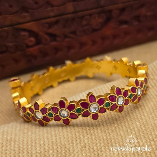Elegant Floral Kundan Openable Screw Kada (Gk3356)