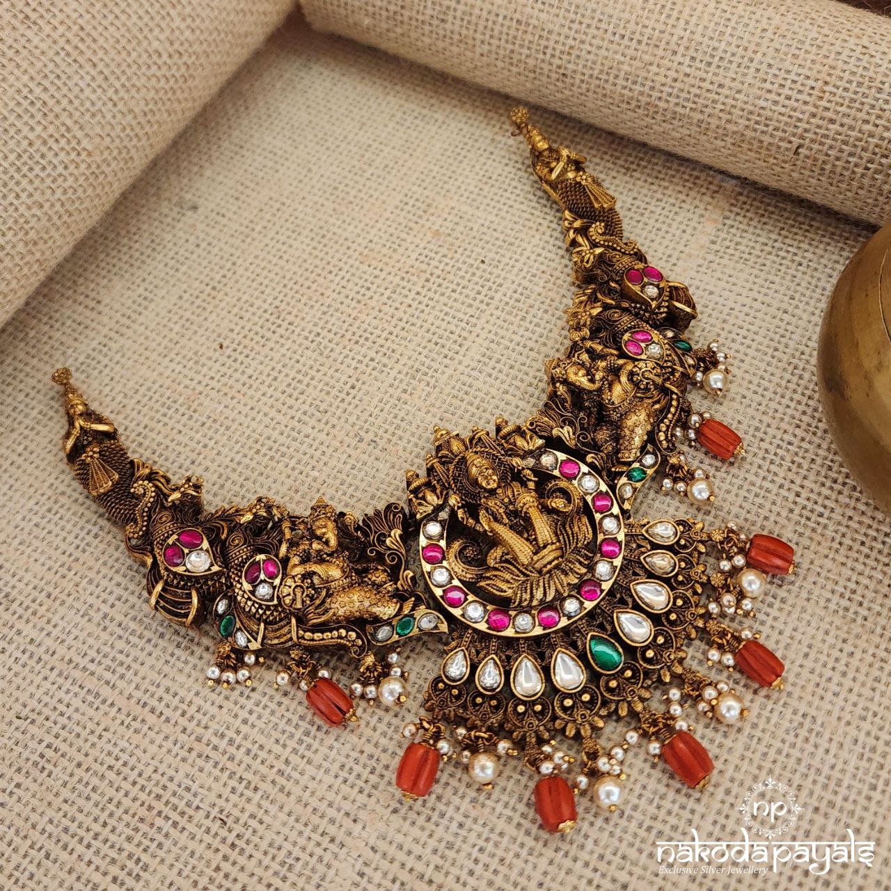 Maha Lakshmi Coral Drop Neckpiece (Gn8296)