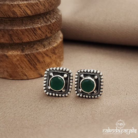 Gorgeous Squarish Green Studs (S3586)