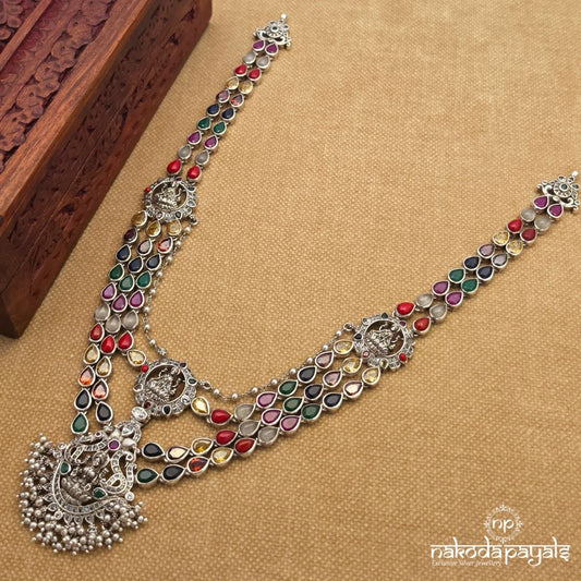 Traditional Navratna Goddess Lakshmi Neckpiece (N12010)