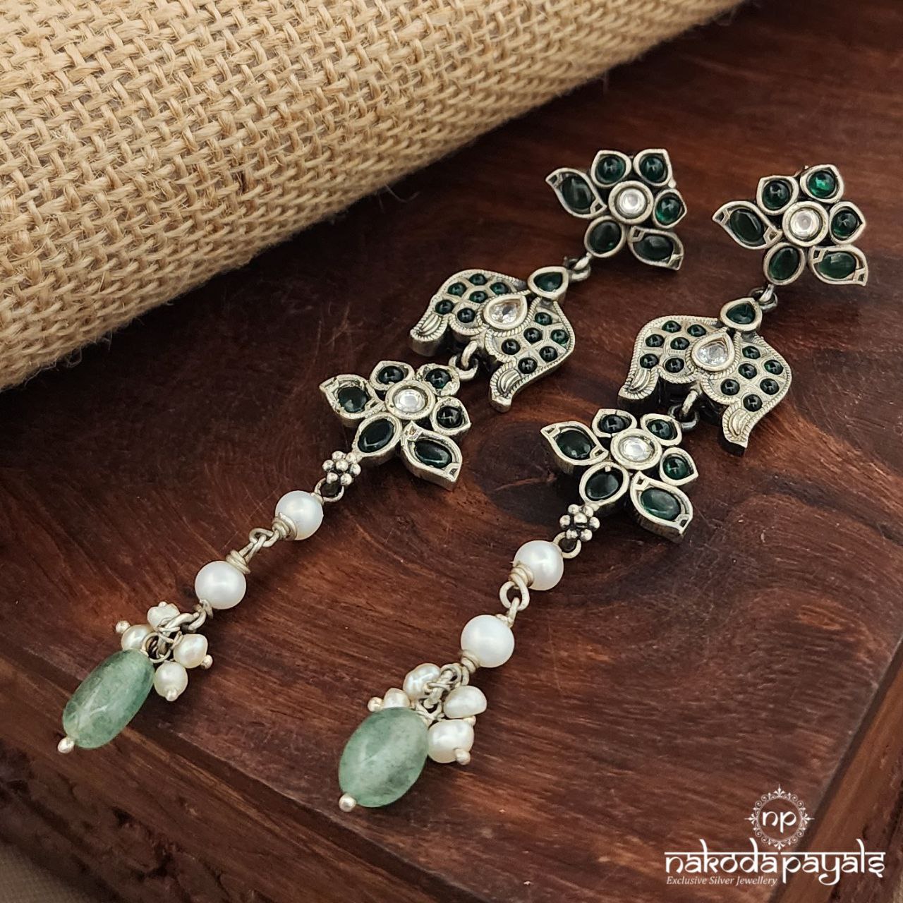 Floral Green Earrings (C3745)