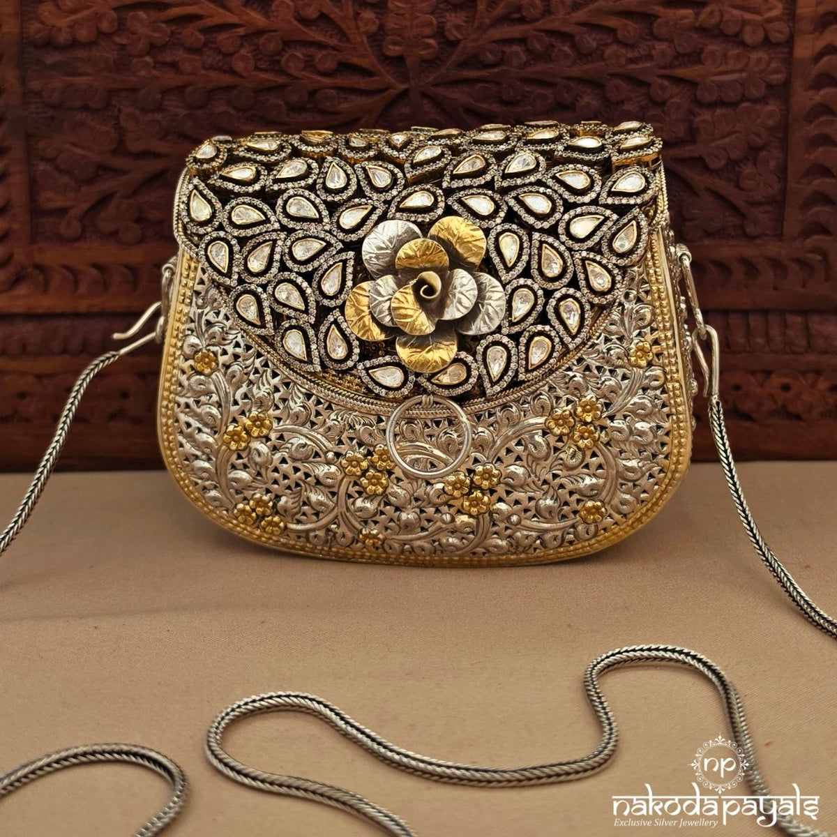 Moissanite Rose Dual Tone Purse (Esa347)