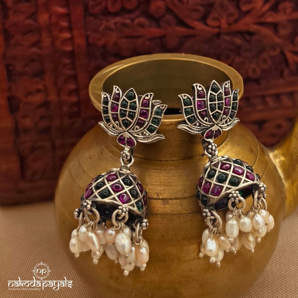 Lotus Pearled Jhumka (J1605)