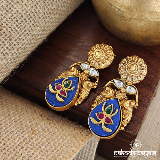 Twin Peacock Charm Earrings (Ge8580)
