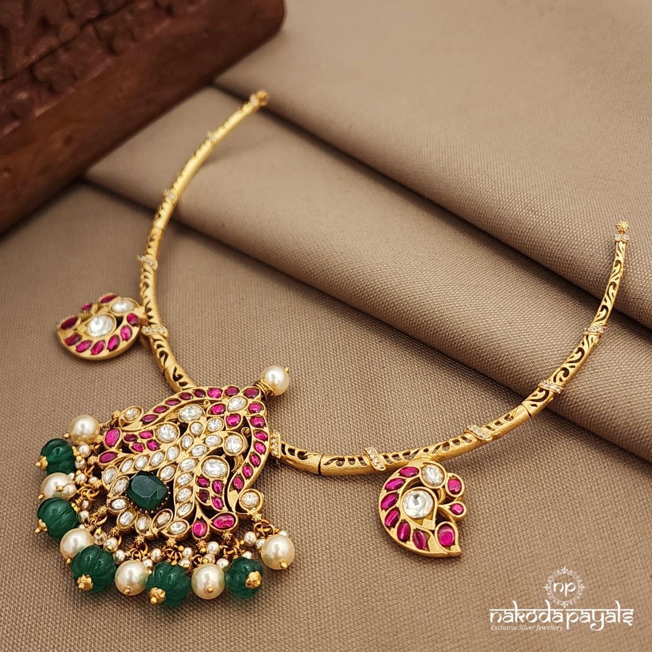 Twin Peacock Kundan Neckpiece (Gn9895)